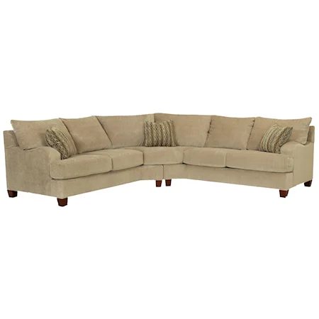 Casual Sectional Sofa with Tapered Block Legs